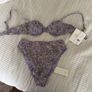 New Tory Burch Lilac Garden Medallion Bikini Set – Size Small